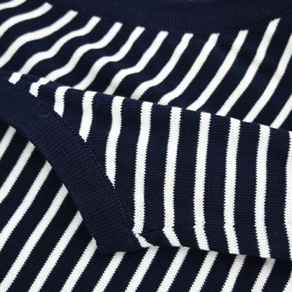 Chanel Sleeveless Border Top Navy White #38