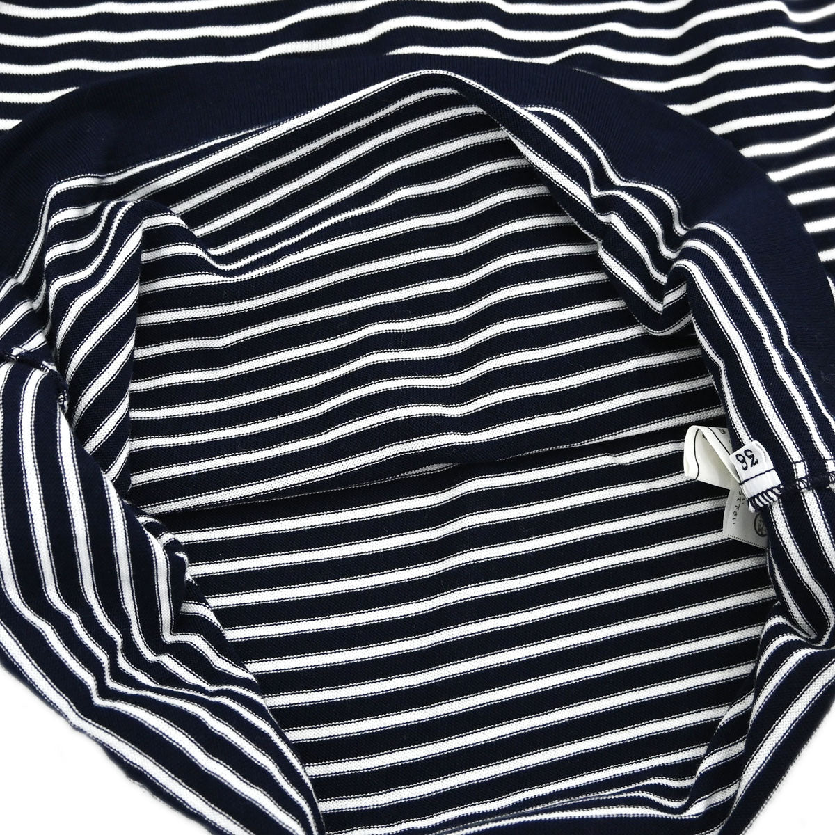 Chanel Sleeveless Border Top Navy White #38