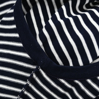 Chanel Sleeveless Border Top Navy White #38