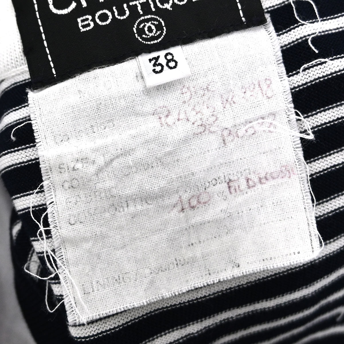 Chanel Sleeveless Border Top Navy White #38
