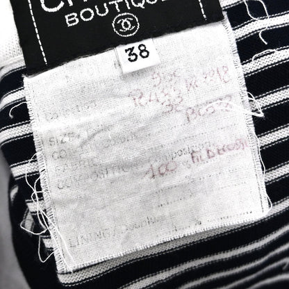 Chanel Sleeveless Border Top Navy White #38