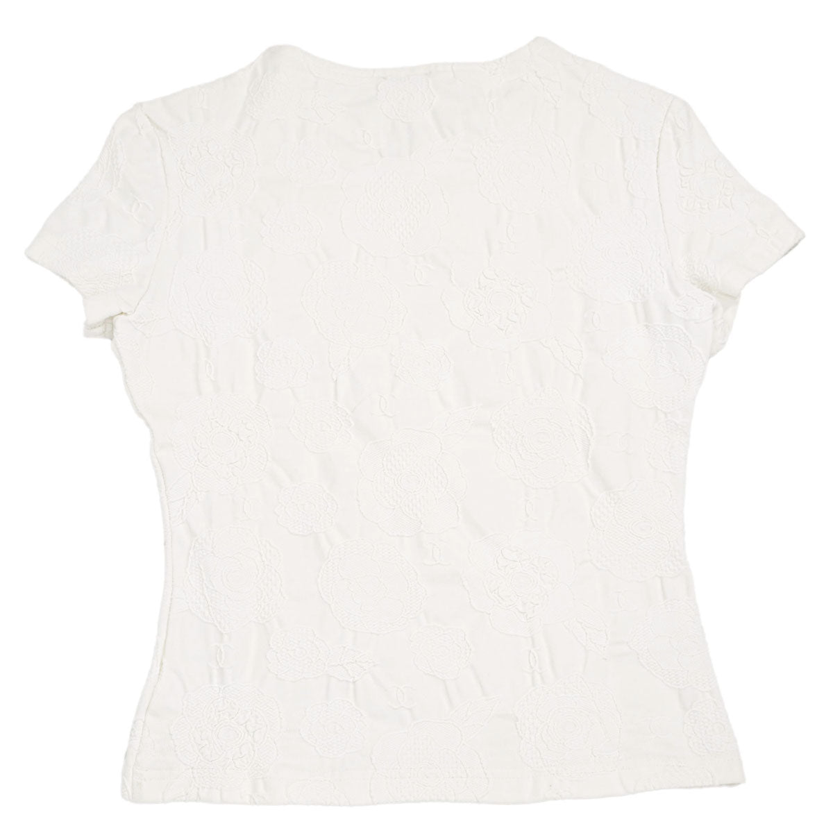 Chanel 1998 Short Sleeve Camellia T-shirt Top White #40