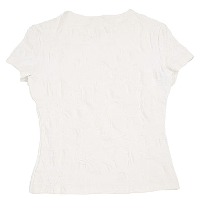 Chanel 1998 Short Sleeve Camellia T-shirt Top White #40