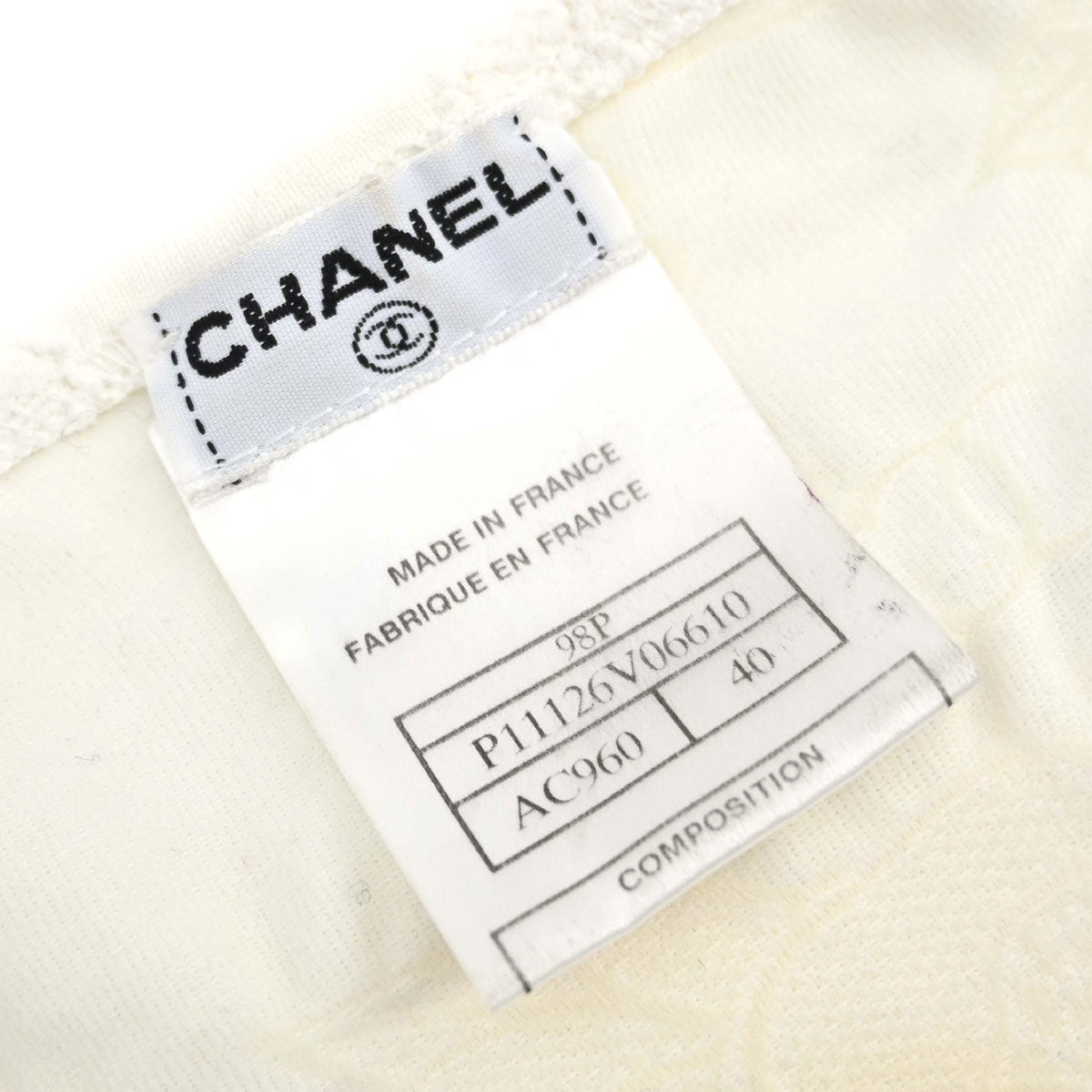 Chanel 1998 Short Sleeve Camellia T-shirt Top White #40