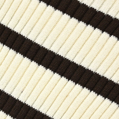 Chanel 1998 Short Sleeve Border Top Ivory Brown #38