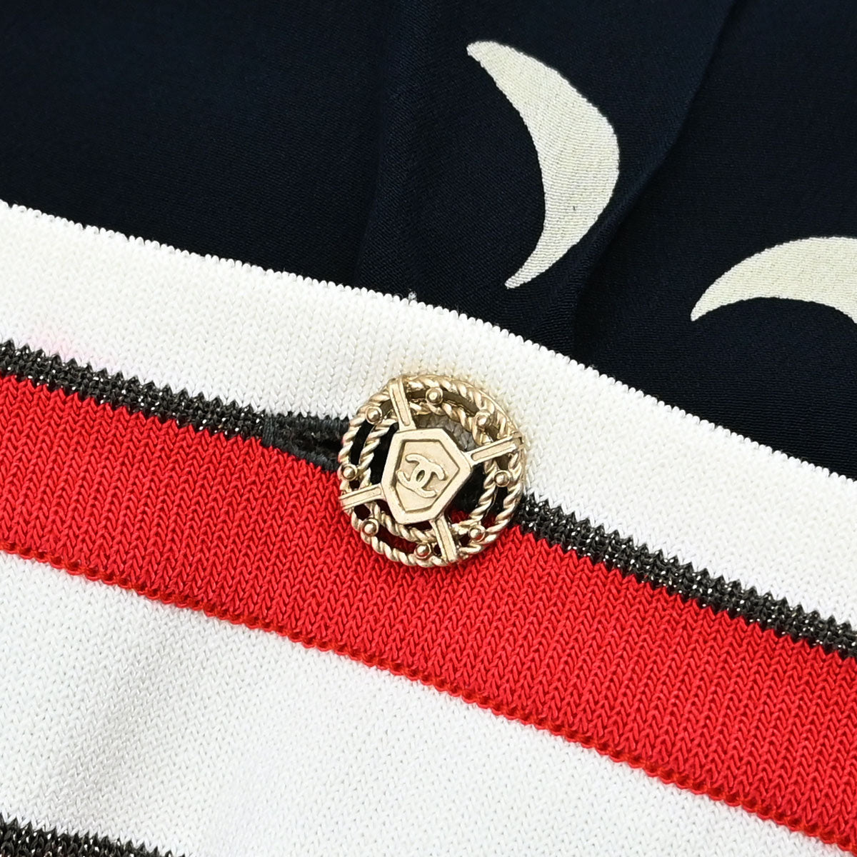 Chanel 2008 Short Sleeve American Flag Polo Shirt Top Navy Red #40
