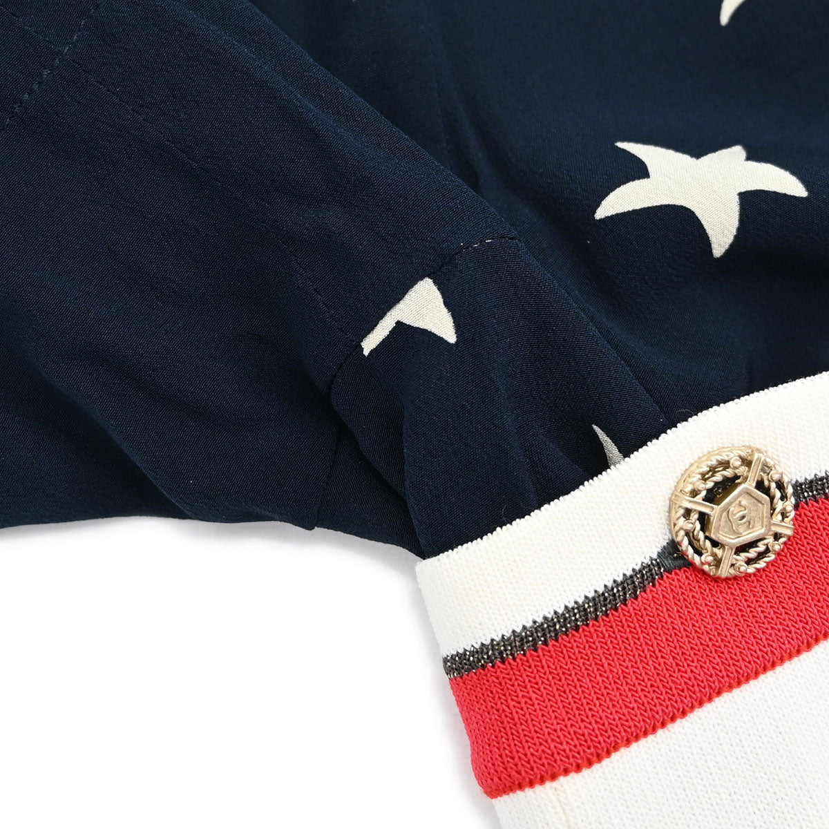 Chanel 2008 Short Sleeve American Flag Polo Shirt Top Navy Red #40