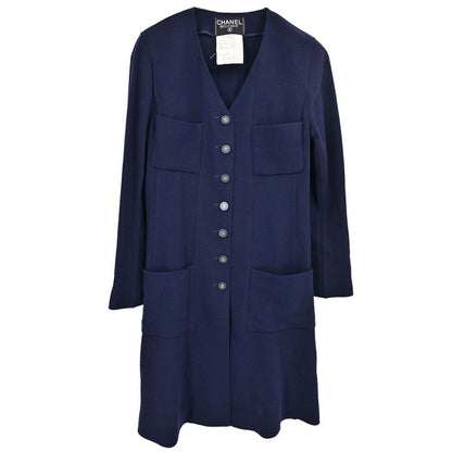 Chanel 1994 Collarless Coat Navy #40