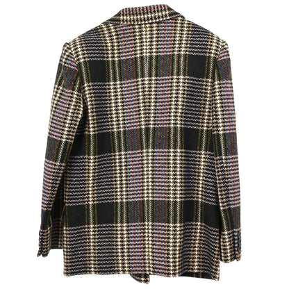 Celine Double Breasted Tweed Jacket Black Brown #40