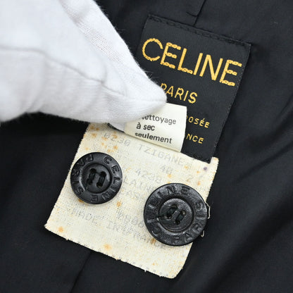 Celine Double Breasted Tweed Jacket Black Brown #40