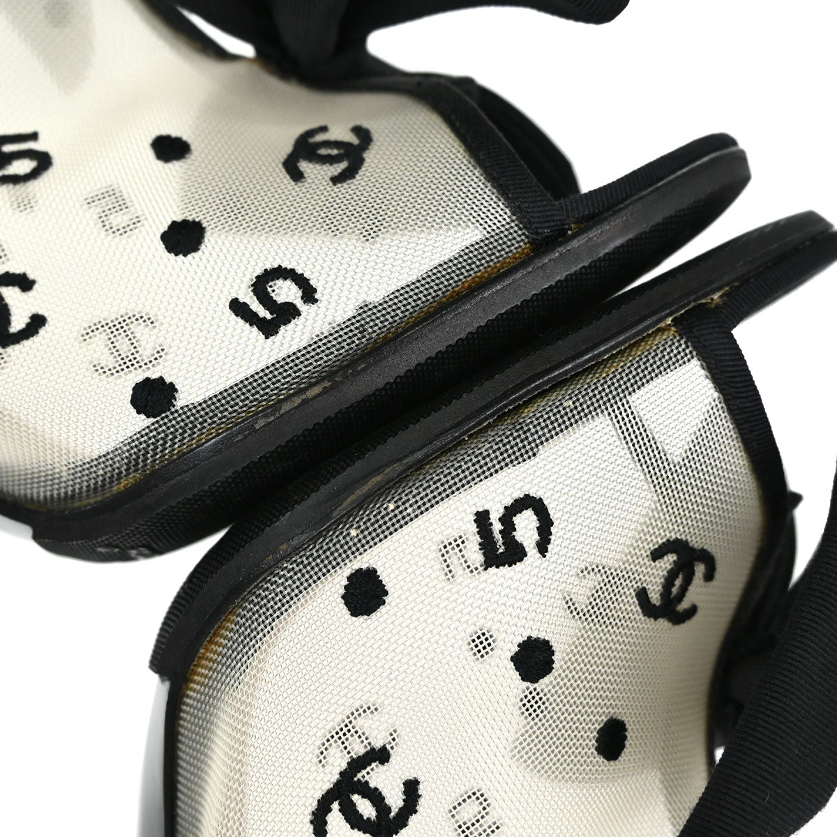 Chanel * CC Dots Bow Black Mesh Short Boots Shoes #38