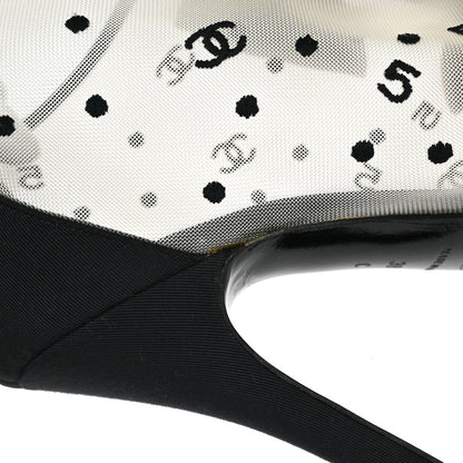 Chanel * CC Dots Bow Black Mesh Short Boots Shoes #38