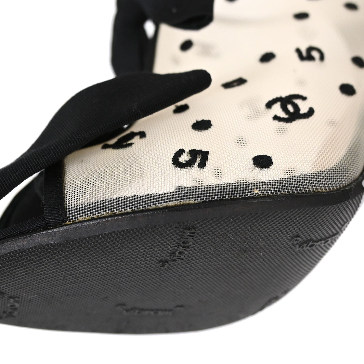Chanel * CC Dots Bow Black Mesh Short Boots Shoes #38