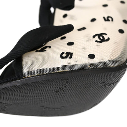 Chanel * CC Dots Bow Black Mesh Short Boots Shoes #38