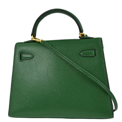 Hermes Green Courchevel Mini Kelly 15 2way Sellier Shoulder Handbag