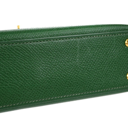 Hermes Green Courchevel Mini Kelly 15 2way Sellier Shoulder Handbag