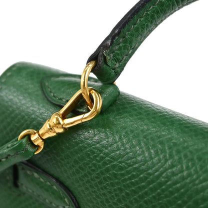 Hermes Green Courchevel Mini Kelly 15 2way Sellier Shoulder Handbag