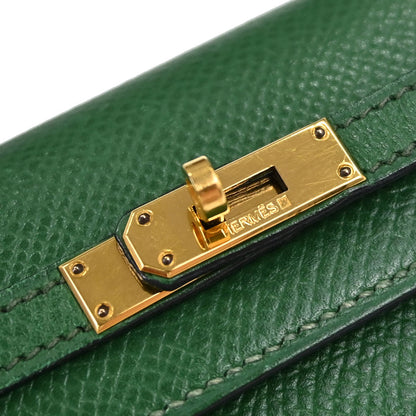 Hermes Green Courchevel Mini Kelly 15 2way Sellier Shoulder Handbag