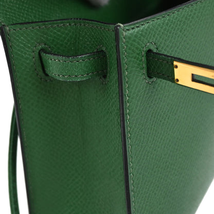 Hermes Green Courchevel Mini Kelly 15 2way Sellier Shoulder Handbag