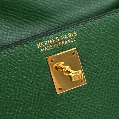 Hermes Green Courchevel Mini Kelly 15 2way Sellier Shoulder Handbag