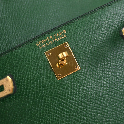 Hermes Green Courchevel Mini Kelly 15 2way Sellier Shoulder Handbag