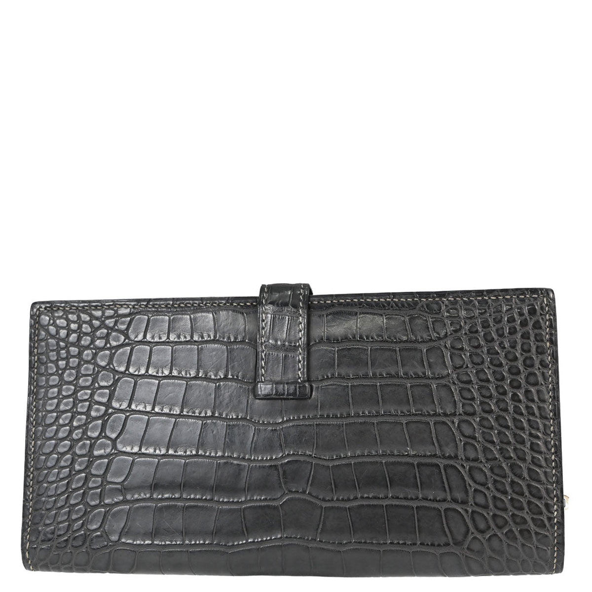 Hermes * Graphite Matt Alligator Bearn Soufre Long Wallet