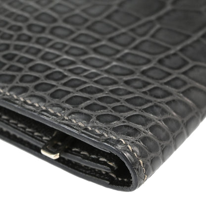 Hermes * Graphite Matt Alligator Bearn Soufre Long Wallet