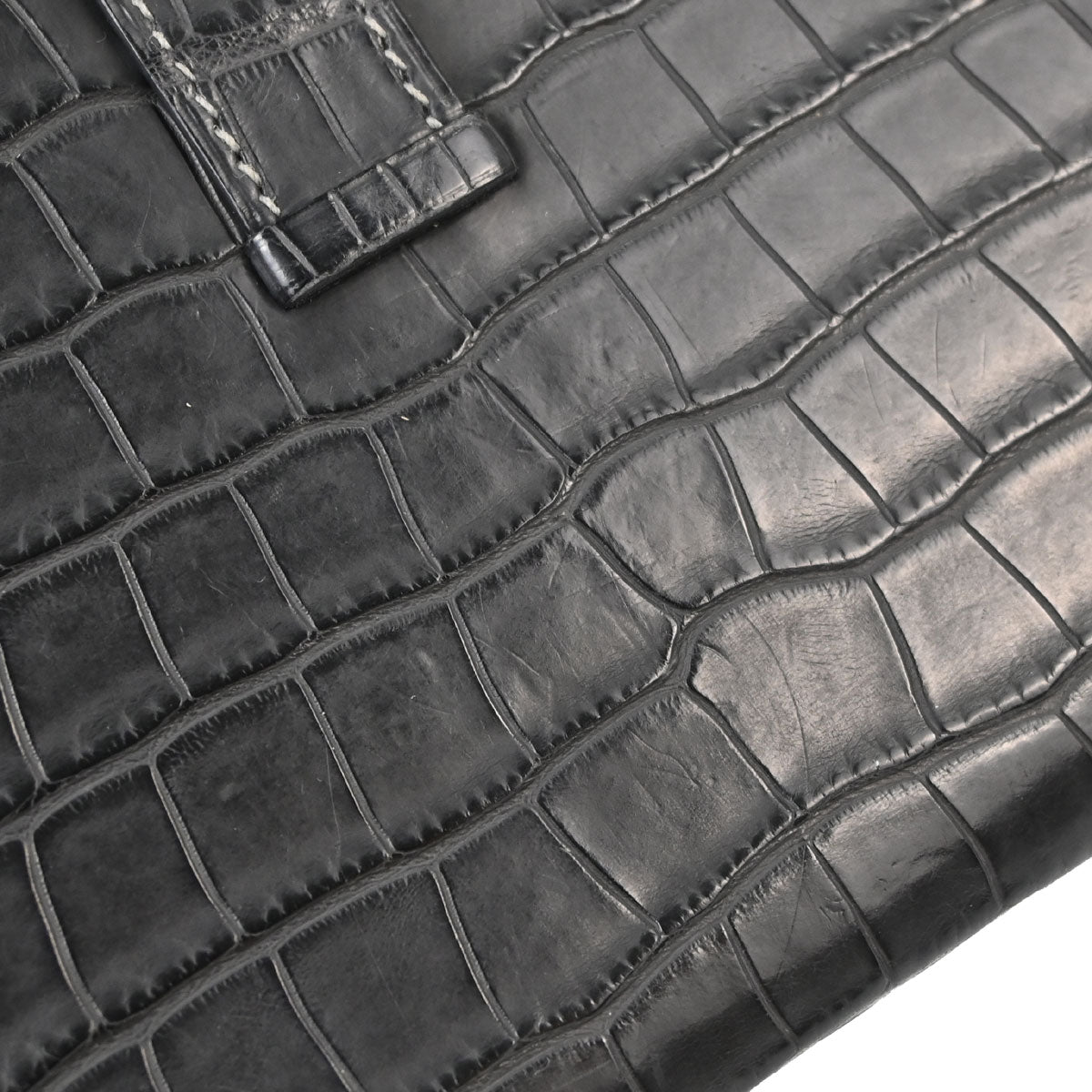 Hermes * Graphite Matt Alligator Bearn Soufre Long Wallet