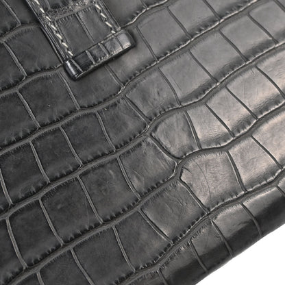 Hermes * Graphite Matt Alligator Bearn Soufre Long Wallet