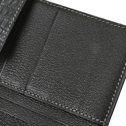 Hermes * Graphite Matt Alligator Bearn Soufre Long Wallet