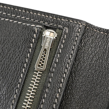 Hermes * Graphite Matt Alligator Bearn Soufre Long Wallet