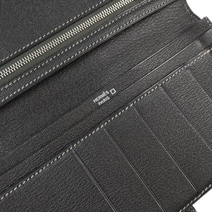 Hermes * Graphite Matt Alligator Bearn Soufre Long Wallet
