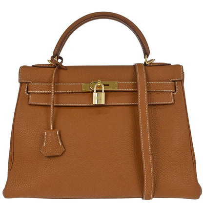 Hermes Gold Togo Kelly 32 Retourne 2way Shoulder Handbag