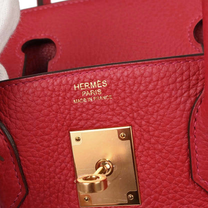 Hermes Rouge Casaque Taurillon Clemence Birkin 30 Handbag