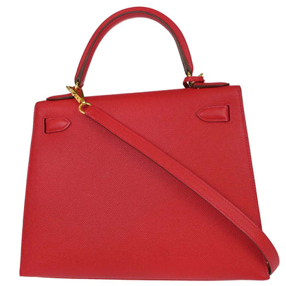 Hermes Rouge Casaque Epsom Kelly 28 Sellier 2way Shoulder Handbag