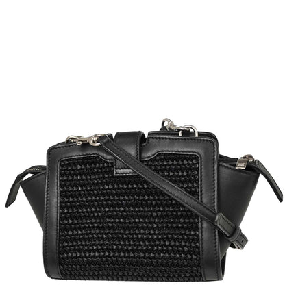 Saint Laurent Black Raffia Calfskin Toy Cabas Shoulder Bag