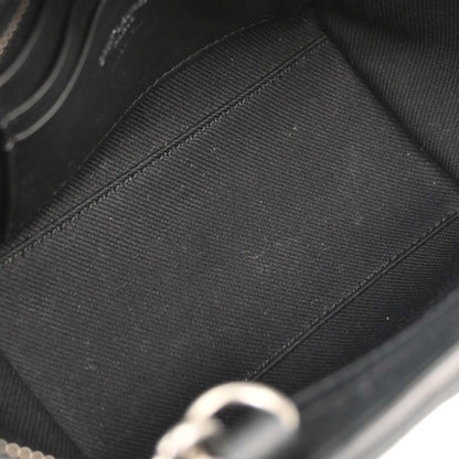 Saint Laurent Black Raffia Calfskin Toy Cabas Shoulder Bag