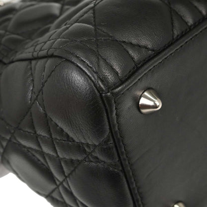 Christian Dior Black Lambskin Lady Dior Cannage 2way Shoulder Handbag