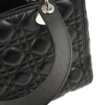 Christian Dior Black Lambskin Lady Dior Cannage 2way Shoulder Handbag