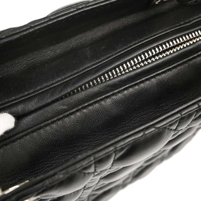 Christian Dior Black Lambskin Lady Dior Cannage 2way Shoulder Handbag