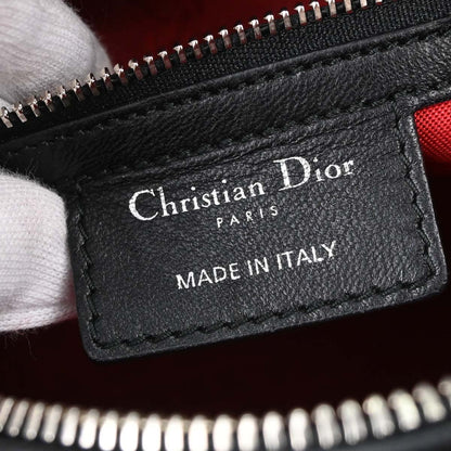 Christian Dior Black Lambskin Lady Dior Cannage 2way Shoulder Handbag
