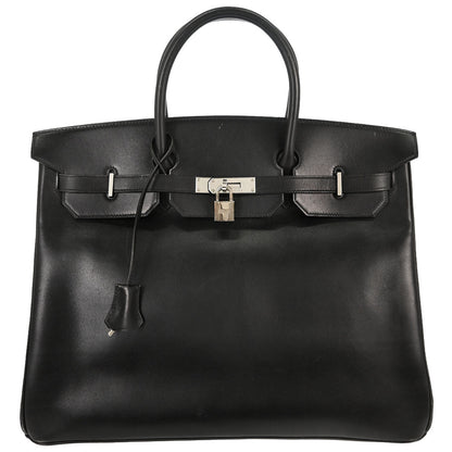 Hermes Black Box Calf Birkin 40 Handbag