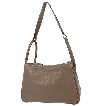 Hermes Etoupe Gray Taurillon Clemence Lindy 26 Shoulder Bag