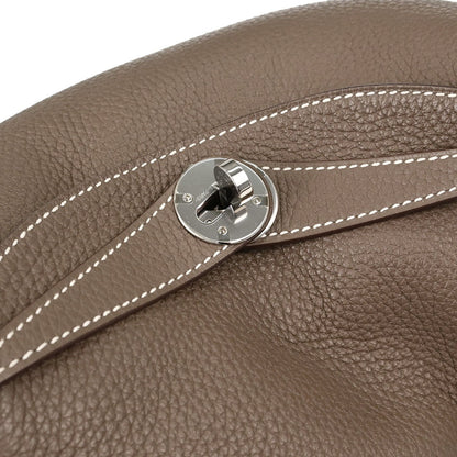 Hermes Etoupe Gray Taurillon Clemence Lindy 26 Shoulder Bag