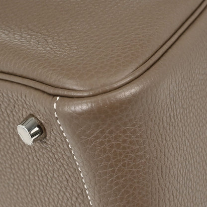 Hermes Etoupe Gray Taurillon Clemence Lindy 26 Shoulder Bag