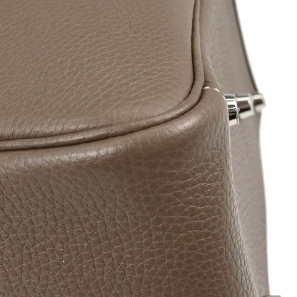 Hermes Etoupe Gray Taurillon Clemence Lindy 26 Shoulder Bag