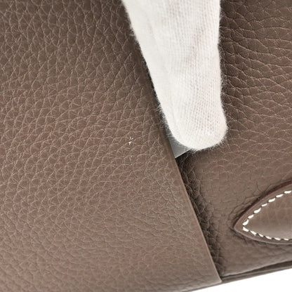 Hermes Etoupe Gray Taurillon Clemence Lindy 26 Shoulder Bag