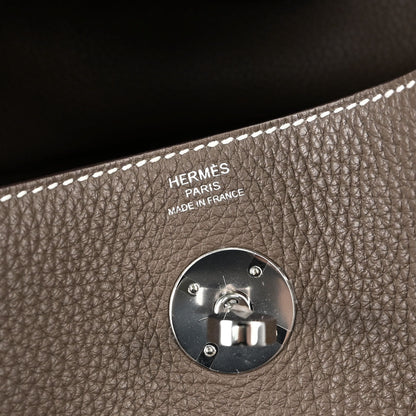 Hermes Etoupe Gray Taurillon Clemence Lindy 26 Shoulder Bag
