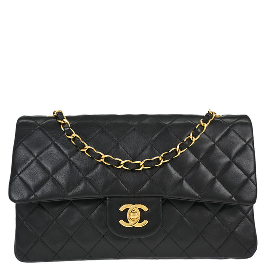 Chanel Black Lambskin Medium Classic Double Flap Shoulder Bag