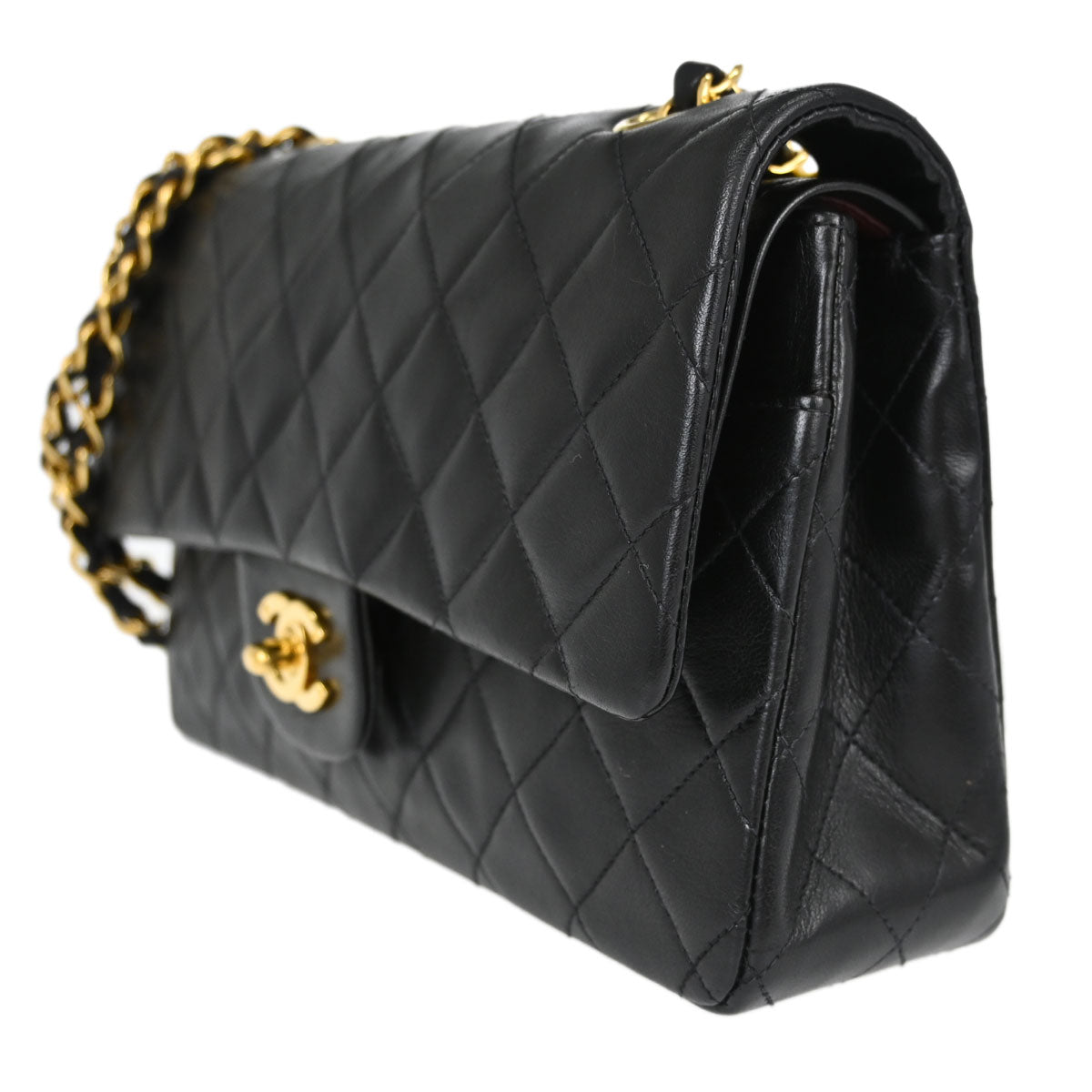 Chanel Black Lambskin Medium Classic Double Flap Shoulder Bag